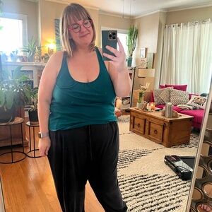 Anthropologie Eloise teal camisole with lace racer back in XL